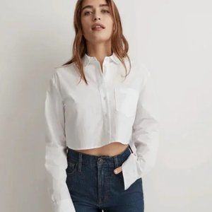 🏷️ NWT: Madewell Poplin Oversized Supercrop Ex-Boyfriend Shirt  - Size XL